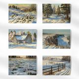 Henno Mini Boy (10X7 Cm) 6’lı Kış Manzaralı Kartpostal Seti – Karlı Doğa Temalı, Koleksiyonluk Postcard - Kış Manzarası