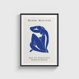 Henri Matisse Mavi Kadın Tablo Çerçeveli Poster Duvar Dekorasyonu - 50 x 70 - Siyah Çerçeveli
