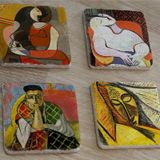 Henri Matisse ve Picasso Kadınları Doğal Taş Bardak Altlığı 4'lü set - Natural Stone Coasters