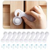HEOATH Çocuk Güvenliği Dolap Kilitleri (10'lu Paket) - Çekmeceler, Klozet, Buzdolabı, Fırın için Bebek Prova Mandalı Kilidi, 10 Ekstra 3M Yapıştırıcı ile - (Beyaz)