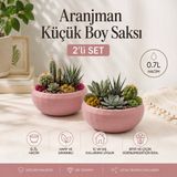 Hep İndirimli Aranjman Saksı - Drenajlı Dekoratif Salon Bahçe Çiçek Kaktüs Saksısı 0,7lt Pembe