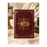 HEPBİMODA Kilitli Günlük Defter Pusula Desenli – Şifreli Vintage Defter – Şık Hediye Günlük