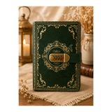 HEPBİMODA Lüks Vintage Şifreli Defter - Deri Görünümlü, Altın Varaklı Günlük Özel Hediye