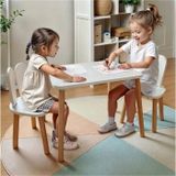 Hepeğitim Beyaz Ahşap Masa Sandalye Seti - 2 Sandalyeli Ders Çalışma Masası - Aktivite Masası