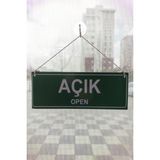 hepenuygun Vantuzlu Açık Kapalı Çift Yön Kapı Tabelası 10X30 cm - Yeşil