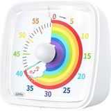 Hephaistoss Yunbaoit Gece Işıklı Beyaz Timer Renkli Gökkuşağı Tasarımlı 60 Dk. Mekanik Mutfak ve Çocuk Zamanlayıcı – Sevimli ve Kullanışlı Timer