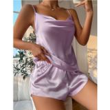 Hepici Arias Closet Lila İnce Askılı Saten Şortlu Takım