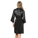 Hepici Arias Closet Siyah Kısa Saten Bride Sabahlık