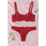Hepimiz alalım Kırmızı Dantel Bralet & Külot İç Giyim Takımı