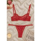 Hepimiz alalım Kırmızı Transparan Dantel Bralet & Külot İç Giyim Takımı