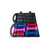 HEPİTOP 10 Kg Vinly Kaplı Dipping Dumbbell Set Kadınlar İçin Çantalı Dambıl Set 1 kg, 1,5 Kg, 2,5 kg