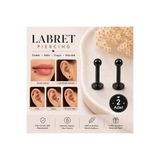 Heppii 2 Adet 316L Cerrahi Çelik Ucu Toplu Dil Dudak Piercingi Gümüş Gold Siyah 6-8 mm
