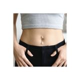 Heppii Deliksiz Zirkon Damla Sallantılı Sıkıştırma Klipsli Göbek Piercingi Belly Piercing