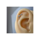 Heppii Gümüş Renk Cerrahi Çelik Taşlı Mini Yıldızlar Helix Piercing Lob Kıkırdak Tragus