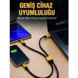 Hepsi Bayi 240W Çoklu Şarj Kablosu Type-C Lightning Micro USB Örgü Kablo