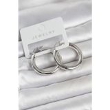 Hepsi Bayi Gümüş Renk Pirinç Halka 30 mm Kadın Küpe 5886