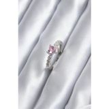 Hepsi Bayi Gümüş Renk Zirkon Taşlı Pembe Kristal Kalp Model Kadın Yüzük 5886