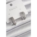 Hepsi Bayi Pirinç Gümüş Renk Zirkon Taşlı Yarım Halka Model Kadın Küpe 5886