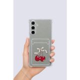Hepsi Bayi Samsung Galaxy A54 Kartlıklı Kiraz Desenli Kılıf