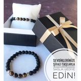 Hepsi Enteresan Kaplangözü Ve Oniks Taşlı Bileklik, Sevgiliye Hediye, Erkeğe Hediye, Doğum Günü, Yılbaşı Hediyesi