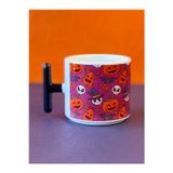 Hepsi Enteresan Karışık Desenli Mor Zeminli Halloween T Kupa, Cadılar Bayramı Kupası