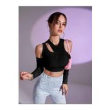 Hepsi Kıyafet Kadın Asimetrik Uzun Kollu Crop Bluz