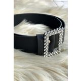 Hepsi Moda Kare Taşlı Kemer -siyah Gümüş