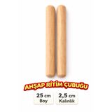 HepsiAhşap Ritim Çubuğu 10 Çift (20 Adet) (25 Mm 25 Cm Uzunluk)