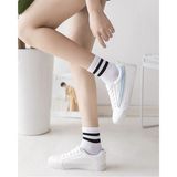 Hepsibi 6 Çift Unisex Kokulu Kolej Çorabı, Tenis Çorabı, Yıkanmış Beyaz & Siyah Çizgili - 36 - 43 - Beyaz - Siyah