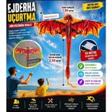 Hepsilazım Dragon Oyuncak Uçurtma Büyük Ejderha Alev Desenli 1.55x1.82cm Kolay Uçan