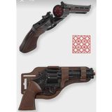 Hepsilazım Oyuncak 25 Cm Metal Kapsül Mantar Mermili Kovboy Tabanca Çat Pat Demir Silah Mantar Tabancası