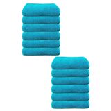 Hepsine Rakip 12li Paket Boya Tutmayan Mikrofiber El Yüz Spor Kuaför Havlusu 50X90 Cm Turkuaz