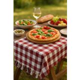 Hepsine Rakip 150x150 Cm Kareli Yer Sofra Bezi Piknik Masa Örtüsü Saçaklı Bordo