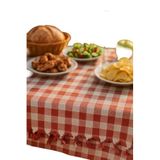 Hepsine Rakip 150x150 Cm Kareli Yer Sofra Bezi Piknik Masa Örtüsü Saçaklı Kırmızı