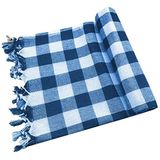 Hepsine Rakip 150x150 Cm Kareli Yer Sofra Bezi Piknik Masa Örtüsü Saçaklı Mavi