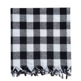 Hepsine Rakip 150x150 Cm Kareli Yer Sofra Bezi Piknik Masa Örtüsü Saçaklı Siyah