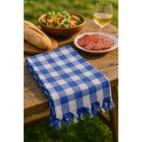 Hepsine Rakip 150x150 cm Orta Boy Kareli Piknik Örtüsü Saçaklı Yer Sofrası Bezi Masa Örtüsü