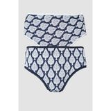 Hepsine Rakip 2li Kadın Damalı Bikini Arka Düz Yüksek Bel Ince Lastik Ekonomik - M - L - Karışık