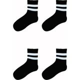 Hepsine Rakip 4lü Unisex Çizgili Kısa Çorap Pamuklu Tenis Ekonomik Spor - Siyah - 36 - 42
