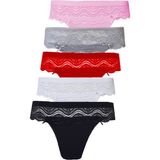 Hepsine Rakip 5li Kadın Dantelli Bikini Külot Pamuklu Arkası Düz Kaliteli Fnd - M - L - Karışık
