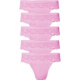 Hepsine Rakip 5li Kadın Dantelli Bikini Külot Pamuklu Arkası Düz Kaliteli Fnd - M - L - Pembe