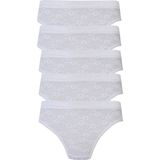 Hepsine Rakip 5li Kadın Dantelli Bikini Külot Pamuklu Arkası Düz - M - L - Beyaz
