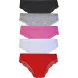 Hepsine Rakip 5li Kadın Pamuklu Paça Dantelli Bikini Külot Iç Çamaşırı Işık - S - M - Karışık