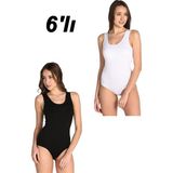 Hepsine Rakip 6lı Kadın Geniş Askılı Kancalı Çıtçıtlı Body Zıbın Atlet S-Battal - Karışık - M