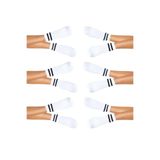 Hepsine Rakip 6lı Kadın Unisex Çizgili Kısa Çorap Pamuklu Tenis Ekonomik Spor - Beyaz - 36 - 42