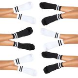 Hepsine Rakip 6lı Kadın Unisex Çizgili Kısa Çorap Pamuklu Tenis Ekonomik Spor - Karışık - 36 - 42