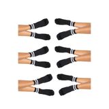 Hepsine Rakip 6lı Kadın Unisex Çizgili Kısa Çorap Pamuklu Tenis Ekonomik Spor - Siyah - 36 - 42