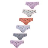 Hepsine Rakip 6lı Kız Çocuk Külot Renkli Desenli Baskılı Slip İç Çamaşırı