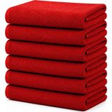 Hepsine Rakip 6'lı Paket Boya Tutmayan Mikrofiber El Yüz Havlusu 50 x 90 cm - Kırmızı