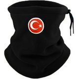 Hepsine Rakip Kadın Erkek Polar Boyunluk Kışlık Ipli Bere Bayrak Nakışlı - Siyah - Standart